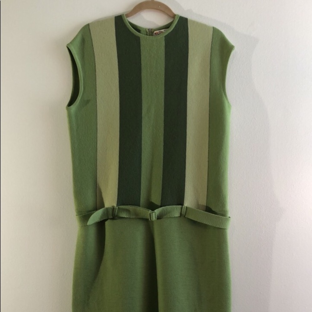 1960s Vintage Sleeveless Striped Sweater Dress